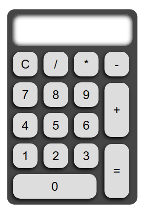 Screenshot of our calculator application, with additional CSS rules to make the table stand out and look like an object.